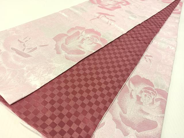 平和屋着物●H・L（アッシュエル）　HENRI-LUC CHAPUIS　両面　全通柄袋帯　薔薇　銀糸　CABG1810vp