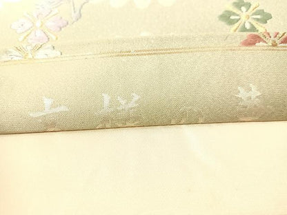 平和屋着物●六通柄袋帯　唐織　文様の華　銀通し地　正絹　逸品　CABG1812vp