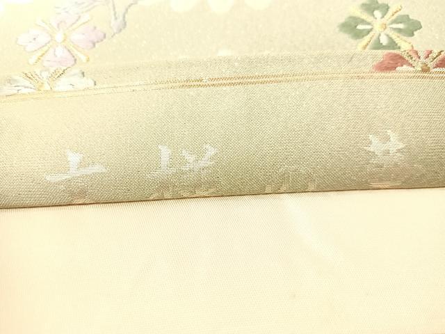 平和屋着物●六通柄袋帯　唐織　文様の華　銀通し地　正絹　逸品　CABG1812vp