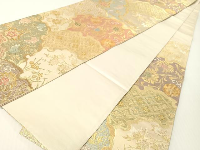 平和屋着物●唐織・西陣の老舗・名門・藤原織物　六通柄袋帯　唐織　吉祥雪輪文　金糸　三越扱い　正絹　逸品　未使用　CABG1814vp