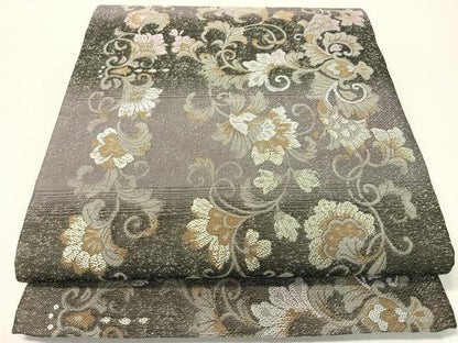 平和屋着物●六通柄袋帯　更紗唐草文　正絹　逸品　CABG1816vp