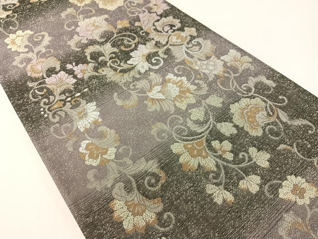 平和屋着物●六通柄袋帯　更紗唐草文　正絹　逸品　CABG1816vp
