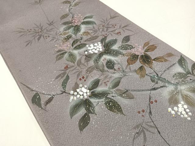 平和屋着物●太鼓柄袋帯　手描き　南天文　金彩　正絹　逸品　CABG1819vp