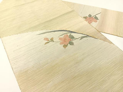 平和屋着物●八寸名古屋帯　紬地　すくい織　草花文　正絹　逸品　CABG1825vp