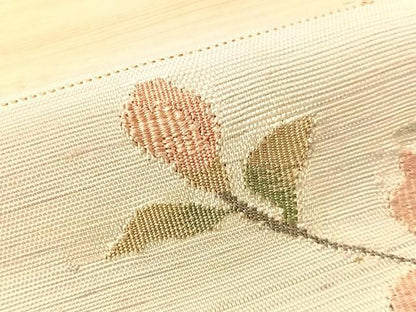 平和屋着物●八寸名古屋帯　紬地　すくい織　草花文　正絹　逸品　CABG1825vp