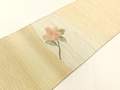 平和屋着物●八寸名古屋帯　紬地　すくい織　草花文　正絹　逸品　CABG1825vp