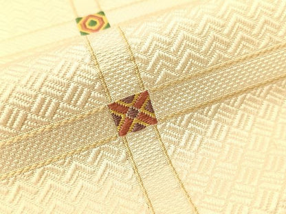 平和屋着物●本場筑前博多織　八寸名古屋帯　唐織　吉祥格子文　正絹　逸品　CABG1826vp