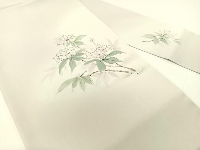 平和屋着物●染色家　岸上純平　塩瀬　九寸名古屋帯　手描き　草花文　正絹　逸品　CABG1827vp
