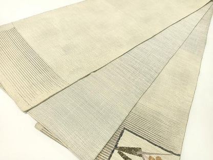 平和屋着物●太鼓柄袋帯　紬地　色紙花文　金銀糸　正絹　逸品　CABG1834vp