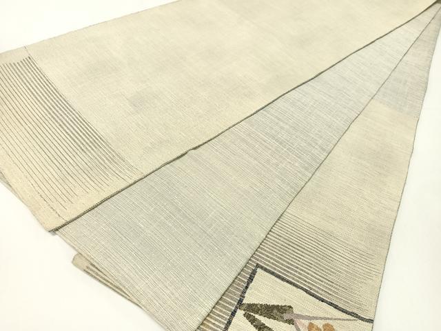 平和屋着物●太鼓柄袋帯　紬地　色紙花文　金銀糸　正絹　逸品　CABG1834vp