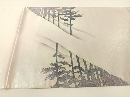 平和屋着物●太鼓柄袋帯　樹林文　銀彩　引箔　正絹　逸品　CABG1835vp