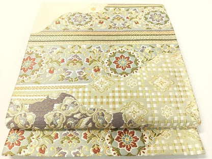平和屋着物●六通柄袋帯　唐織　作家物　正倉院名物裂　金糸　正絹　逸品　CABG1838vp