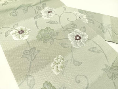 平和屋着物●九寸名古屋帯　花唐草文　正絹　逸品　CABG1842vp