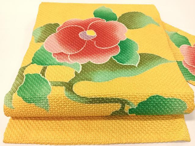 平和屋着物●名門　藤娘きぬたや・総絞り　九寸名古屋帯　枝椿　正絹　逸品　CABG1847vp