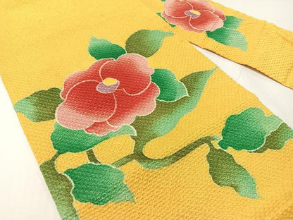 平和屋着物●名門　藤娘きぬたや・総絞り　九寸名古屋帯　枝椿　正絹　逸品　CABG1847vp