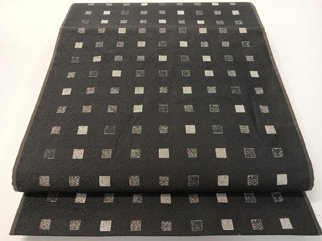 平和屋着物●西陣　織楽浅野謹製　六通柄袋帯　市松文　正絹　逸品　CABG1850vp