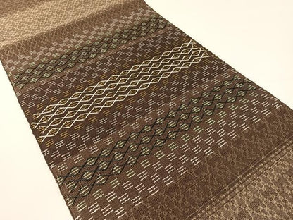 平和屋着物●八寸名古屋帯　紬地　横段文　正絹　逸品　CABG1854vp