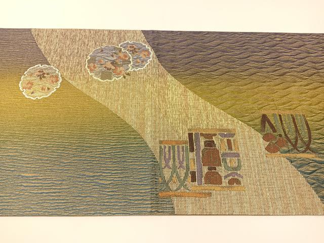 平和屋着物●両方向　太鼓柄袋帯　吉祥花文　やまと誂製　正絹　逸品　CABG1861vp