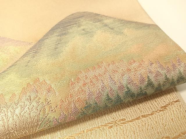 平和屋着物●田中工芸織物　祥園謹製　太鼓柄袋帯　遠山風景文　金糸　銀座おゝぎ屋扱い　正絹　逸品　CABG1862vp
