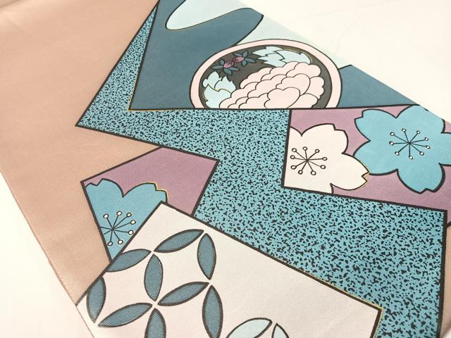 平和屋着物●染色の魔術師　染乃座・大久保玄才　そめのざ玄才　太鼓柄袋帯　色紙吉祥花文　金彩　引箔　正絹　逸品　CABG1865vp