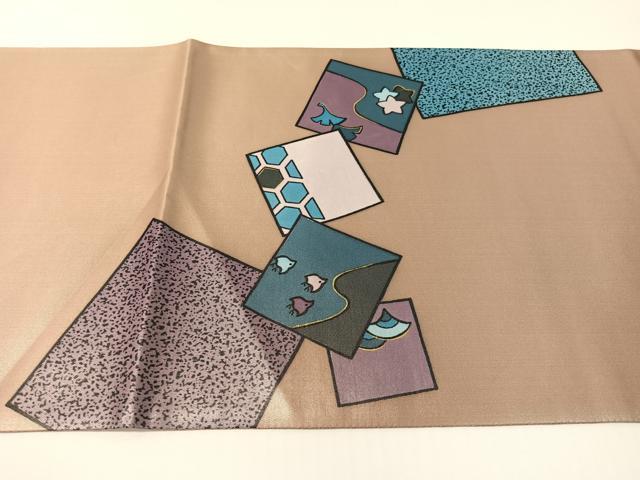 平和屋着物●染色の魔術師　染乃座・大久保玄才　そめのざ玄才　太鼓柄袋帯　色紙吉祥花文　金彩　引箔　正絹　逸品　CABG1865vp