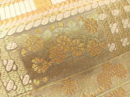 平和屋着物●六通柄　本袋帯　唐織　匠琳　吉祥花文　金糸　正絹　逸品　CABG1866vp
