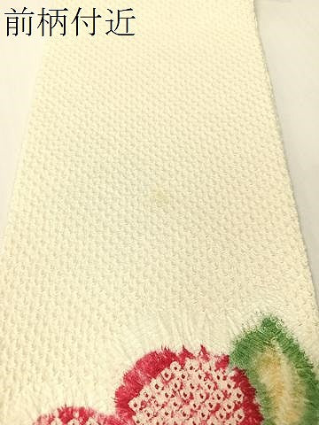 平和屋着物●名門　藤娘きぬたや・総絞り　九寸名古屋帯　芝草花文　正絹　逸品　CABG1872vp