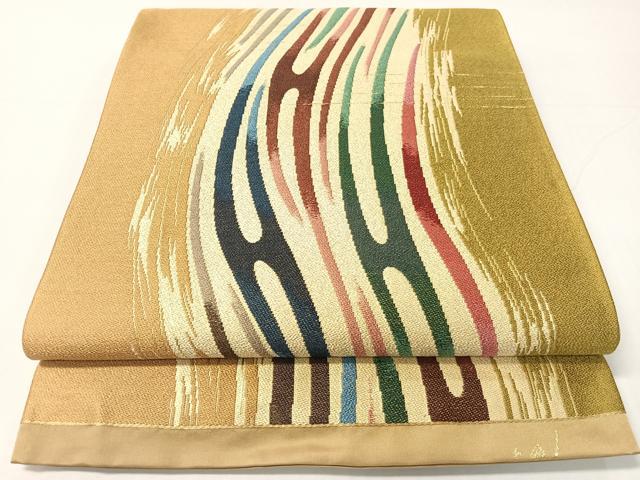 平和屋着物●西陣　白綾苑大庭　六通柄袋帯　霞文　金糸　正絹　逸品　CABG1883vp