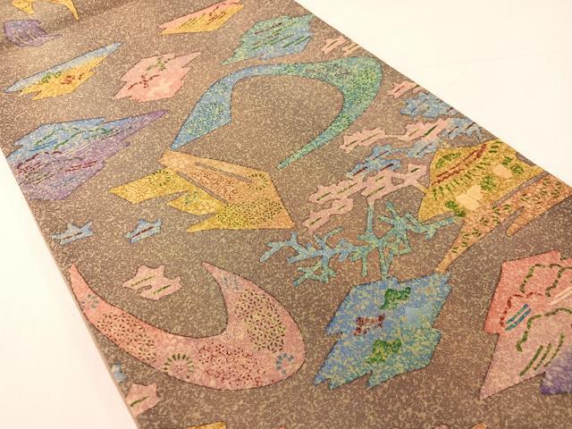 平和屋着物●本場大島紬　全通柄袋帯　作家物　松皮菱風景文　正絹　逸品　CABG1889vp