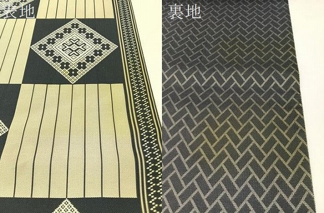 平和屋着物●両面　全通柄袋帯　市松吉祥文　三越扱い　正絹　逸品　CABG1892vp