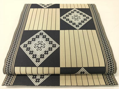 平和屋着物●両面　全通柄袋帯　市松吉祥文　三越扱い　正絹　逸品　CABG1892vp