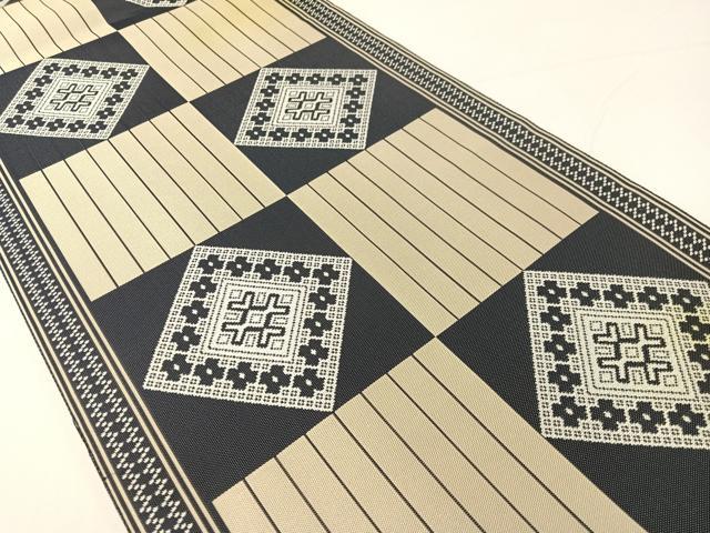 平和屋着物●両面　全通柄袋帯　市松吉祥文　三越扱い　正絹　逸品　CABG1892vp