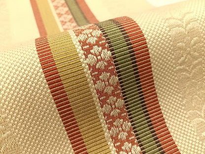 平和屋着物●本場筑前博多織　八寸名古屋帯　市松織　吉祥花間道　正絹　逸品　CABG1899vp
