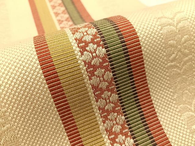 平和屋着物●本場筑前博多織　八寸名古屋帯　市松織　吉祥花間道　正絹　逸品　CABG1899vp