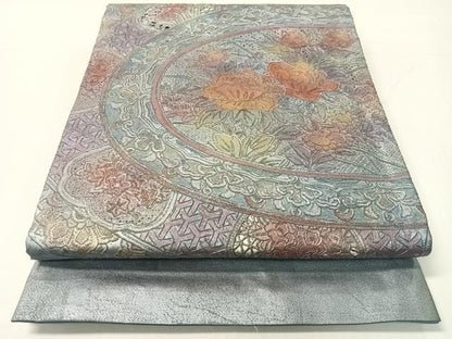 平和屋着物●中国三大刺繍　スワトウ相良刺繍　総刺繍　袋帯　絵皿花文　金彩　正絹　逸品　CABG1900vp