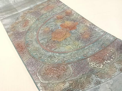 平和屋着物●中国三大刺繍　スワトウ相良刺繍　総刺繍　袋帯　絵皿花文　金彩　正絹　逸品　CABG1900vp