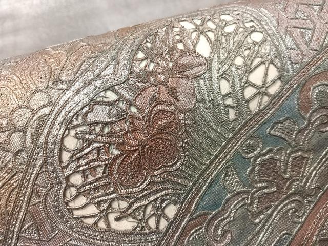 平和屋着物●中国三大刺繍　スワトウ相良刺繍　総刺繍　袋帯　絵皿花文　金彩　正絹　逸品　CABG1900vp