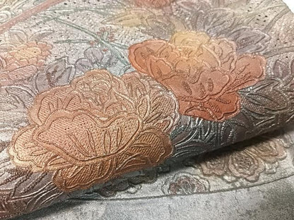平和屋着物●中国三大刺繍　スワトウ相良刺繍　総刺繍　袋帯　絵皿花文　金彩　正絹　逸品　CABG1900vp