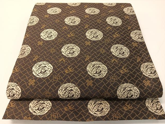 平和屋着物●両面　全通柄袋帯　草花文　黒地　正絹　逸品　CABG1908vp