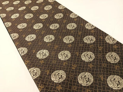 平和屋着物●両面　全通柄袋帯　草花文　黒地　正絹　逸品　CABG1908vp