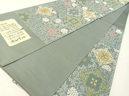 平和屋着物●西陣　志都香謹製　六通柄袋帯　更紗唐織　金糸　証紙付き　正絹　逸品　未使用　CABG1912vp