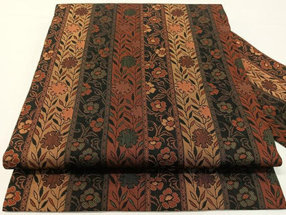 平和屋着物●全通柄　九寸名古屋帯　草花間道　正絹　逸品　CABG1920vp