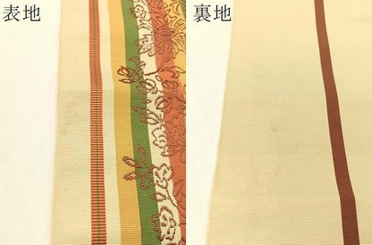 平和屋着物●本場筑前博多織　半幅帯　更紗間道　正絹　逸品　CABG1930vp