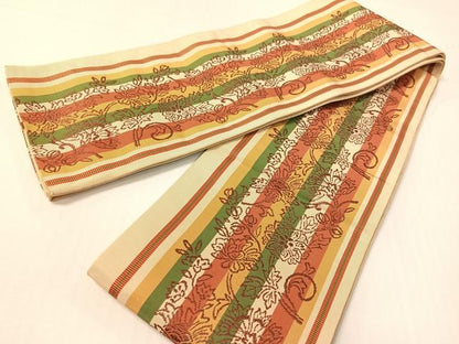 平和屋着物●本場筑前博多織　半幅帯　更紗間道　正絹　逸品　CABG1930vp