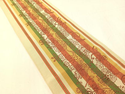平和屋着物●本場筑前博多織　半幅帯　更紗間道　正絹　逸品　CABG1930vp