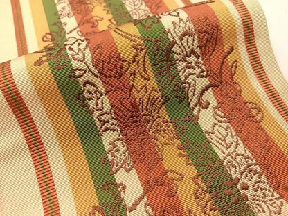 平和屋着物●本場筑前博多織　半幅帯　更紗間道　正絹　逸品　CABG1930vp