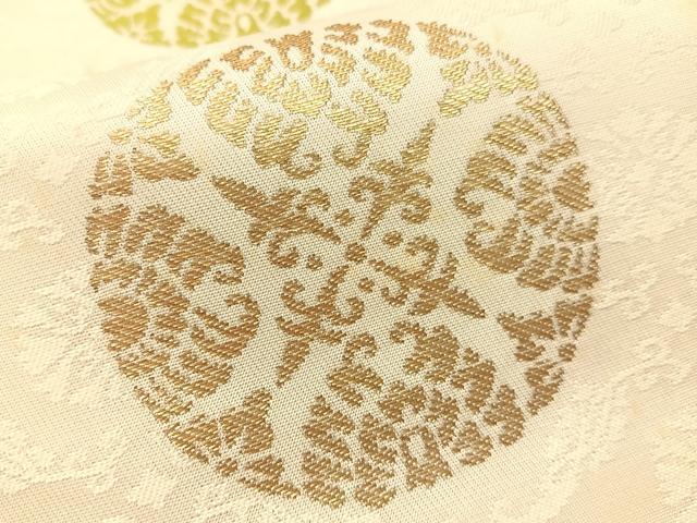 平和屋着物●龍村晋謹製　太鼓柄袋帯　熊野臥蝶丸文錦　金糸　正絹　逸品　CABG1934vp