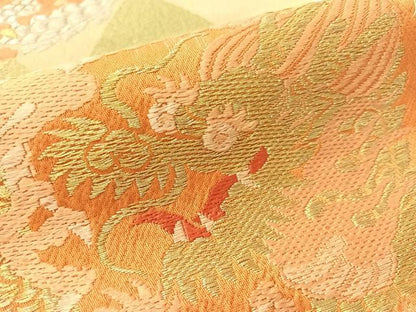 平和屋着物●アンティーク　大正ロマン　六通柄袋帯　唐織　雲龍　金銀糸　正絹　逸品　CABG1936vp