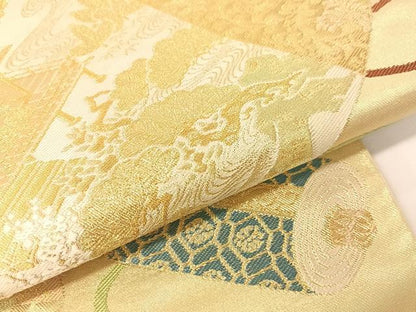 平和屋着物●西陣　川島織物　六通柄　本袋帯　風景絵巻文　金糸　正絹　逸品　CABG1942vp