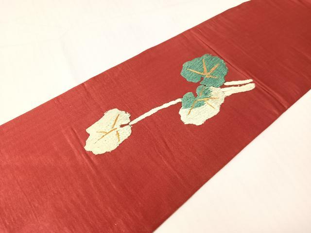 平和屋着物●アンティーク　大正ロマン　総手刺繍　九寸名古屋帯　跳び兎　金銀糸　正絹　逸品　CABG1946vp